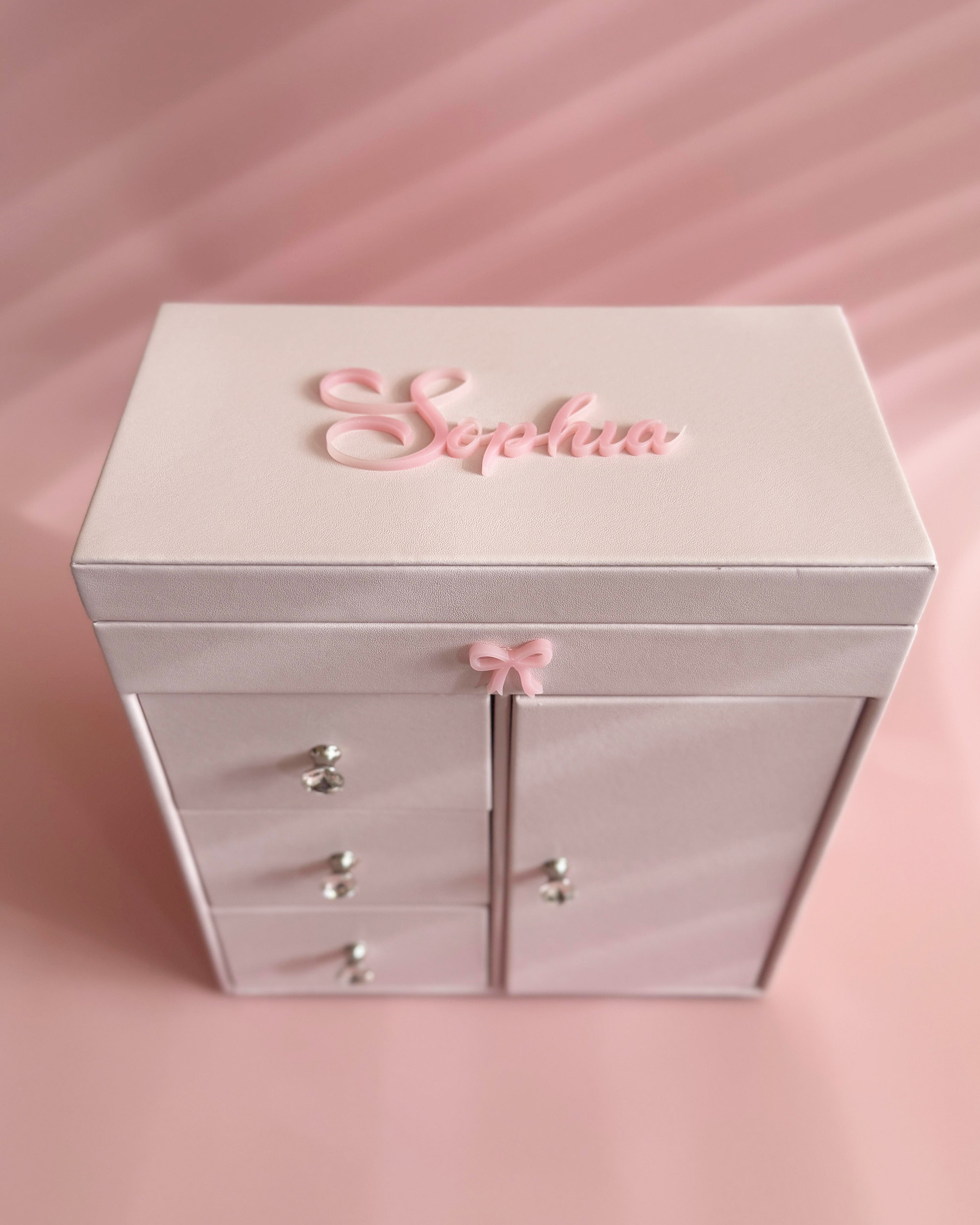 Signature bow personalized ballerina jewelry box